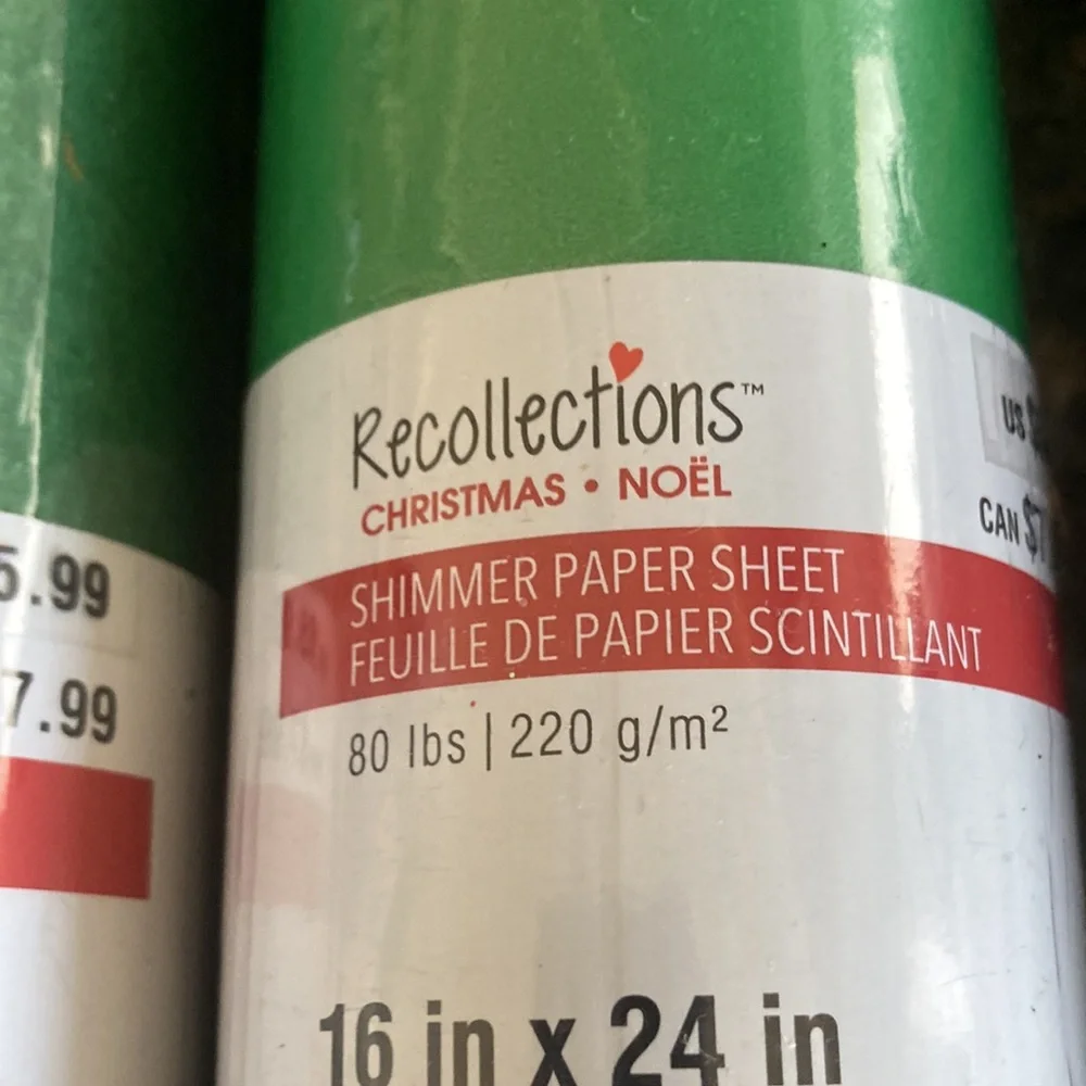 RECOLLECTIONS ASSORTED SHIMMER/TEXTURED PAPER ROLLS 1 6x24” LOT OF 4 NWT